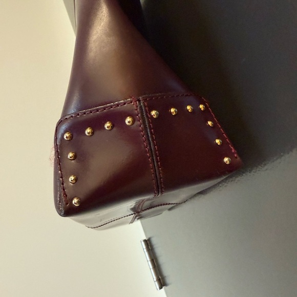 Arcadia Dark Burgundy Leather Shoulder Bag with Gold Accent GUC minor wear - Picture 5 of 13